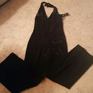 Women size 10 stretchy velvet backless jumpsuit